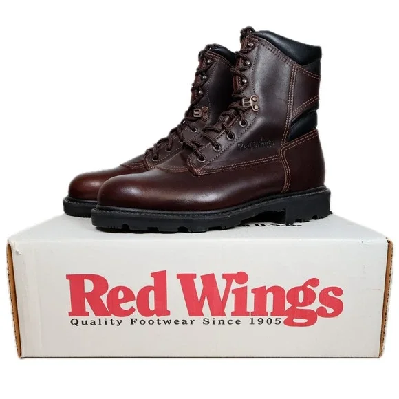 Red Wing 978 Work Boots Mens 9.5 D Brown Leather Vibram Made in USA New
