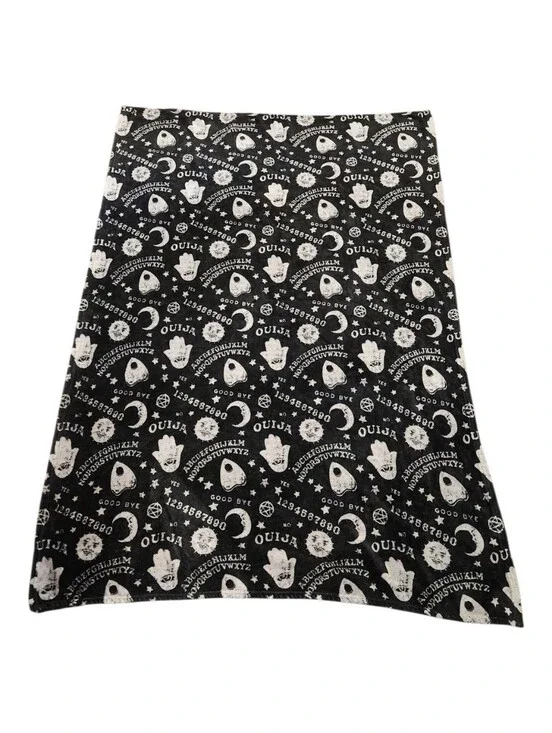Black and White Velvet Plush Ouija Print Blanket