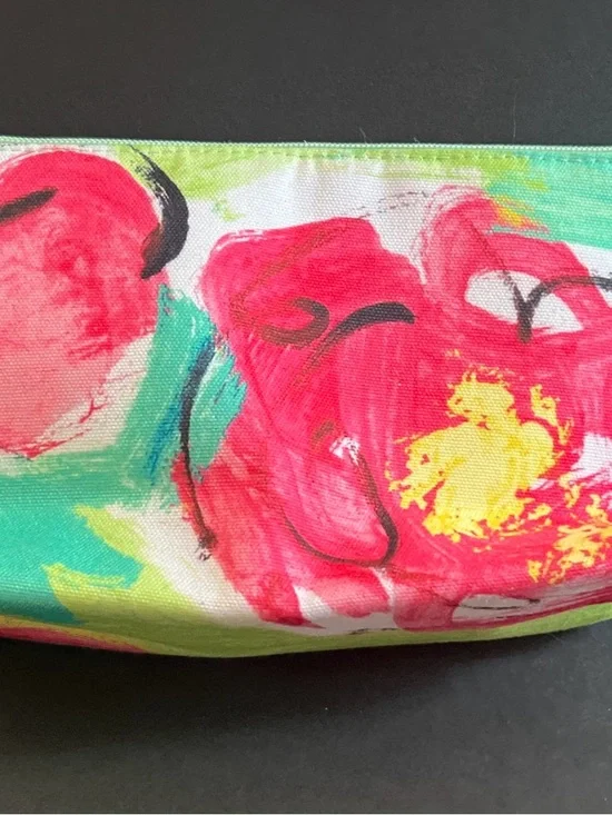 Clinique Drawbertson Floral Cosmetic Pouch in Pink, Green, Black