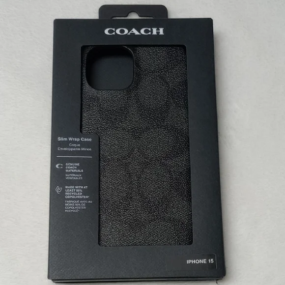 Coach Signature Black iPhone 15 Case