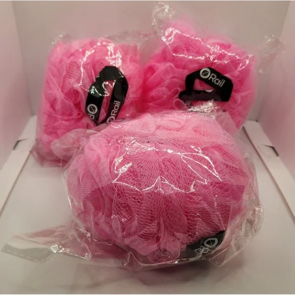 3 Pink Loofah Shower‎ Sponges By Rail 70g