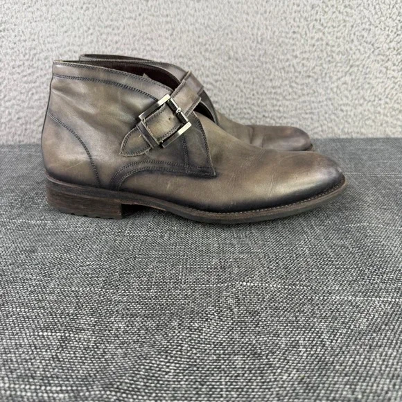 Magnanni Moro Chukka Boots Mens 8 Gray Monk Starp Burnished Lug Sole Portugal