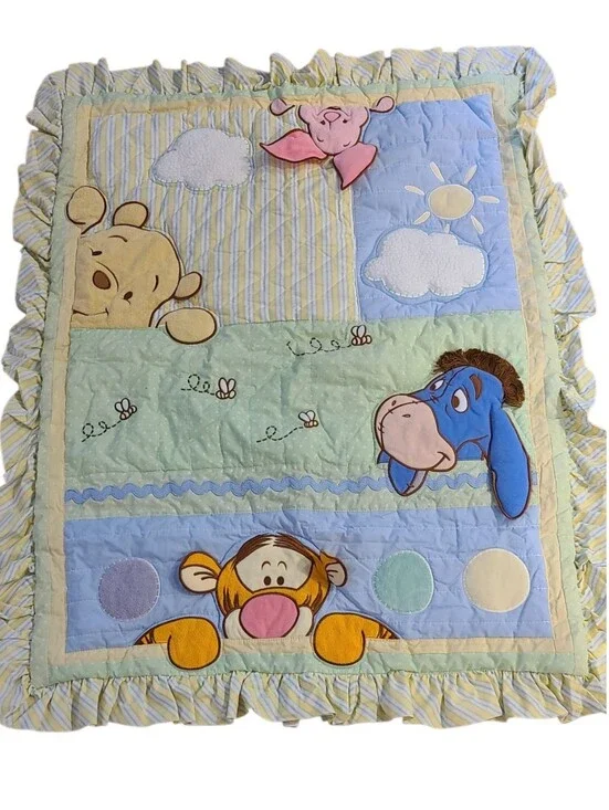 Vintage Disney Baby Peek-A-Pooh 4-Piece Crib Bedding Set Winnie the Pooh
