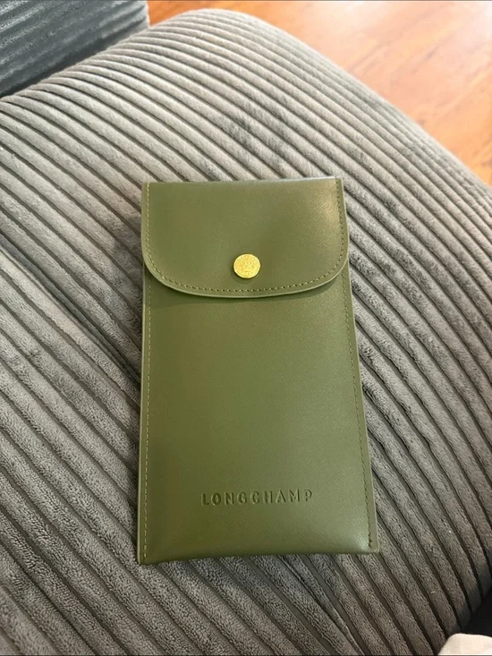 Longchamp Green Leather eyeglass case new!! Case only with cloth New! Authentic