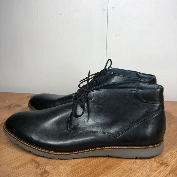 Josef Seibel Mens size 12.5 shoes Black Leather Casual work chukka boots