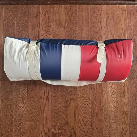 VTG Polo Ralph Lauren Padded Camping Outdoor Beach Roll-up Mat Cushioned Strap