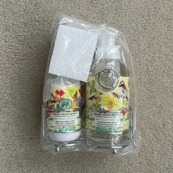 Michel Design Works Birds & Butterflies Soap and Lotion Handcare Caddy