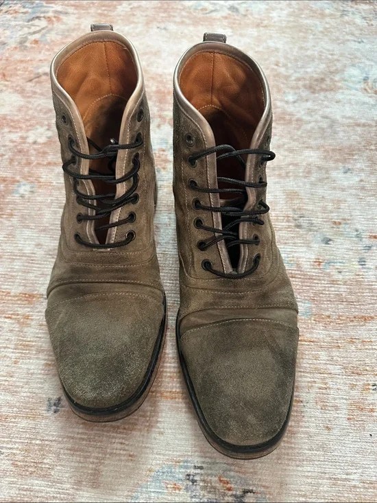 John Varvatos Olive Suede Chukka Boots