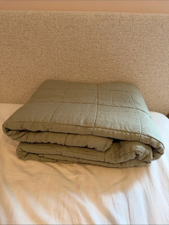 Quince European Linen Box Quilt In Willowleaf Full/Queen