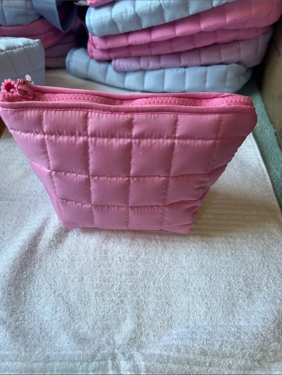 Quilted Pink Cosmetic Pouch - Women Bags