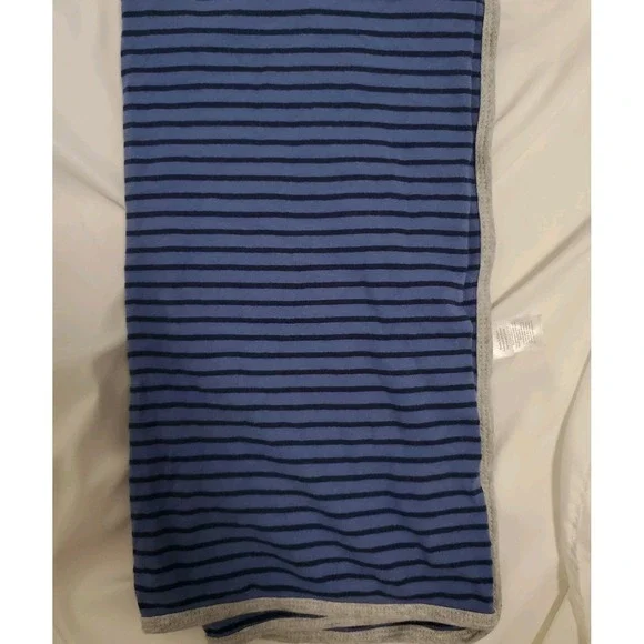 CARTER'S  Navy Blue Grey Striped Baby Swaddle Cotton BLANKET