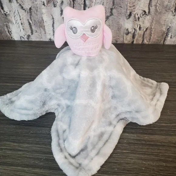 Hudson Baby HB Pink Owl Lovey Plush Security‎ Blanket Gray 14