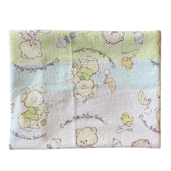 VTG Morgan Baby Blanket Pastel Rainbow Bunny Raccoon Koala Cat‎ Kitten Beaver