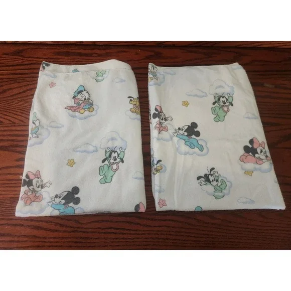 Lot Of Two Vintage Baby Disney Receiving‎ Blankets 36x26