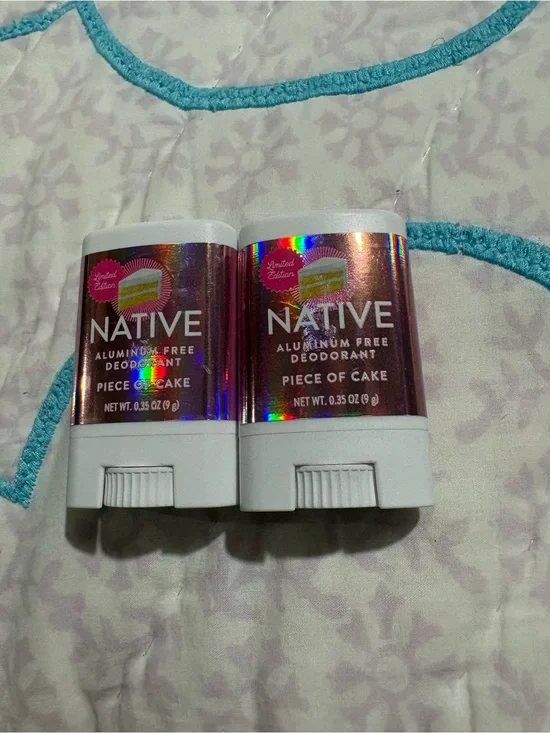 Native Aluminum-Free Deodorant Duo - White with Rose Holographic Labels