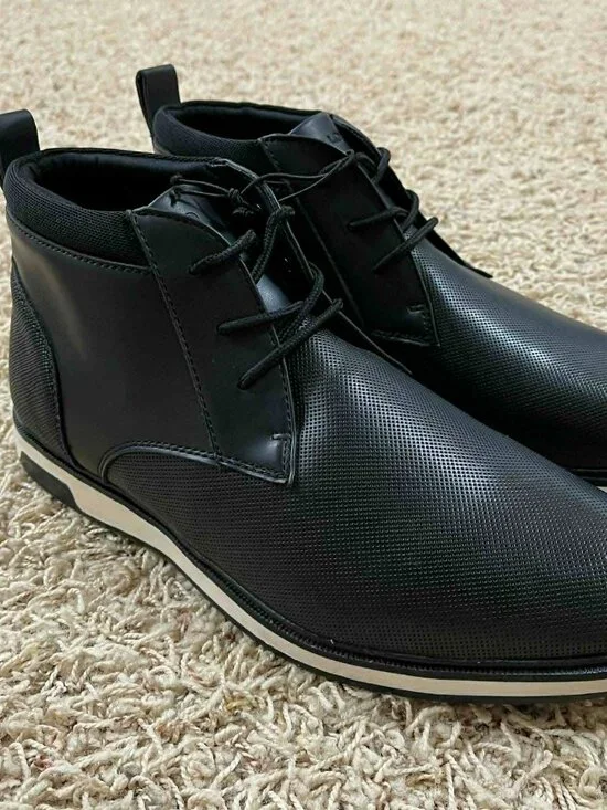 ALDO Men’s Lace-Up Chukka Dress Boots Shoes Black, Size 10.5 M (New)