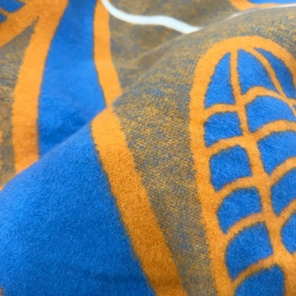 Cozy Wool Throw Blanket | NEW Orange & Blue | South Africa | Size 61”x65”