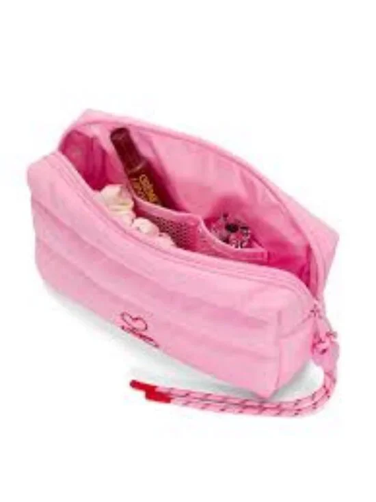 PINK Quilted Puffer Makeup Bag | Cosmetic Case