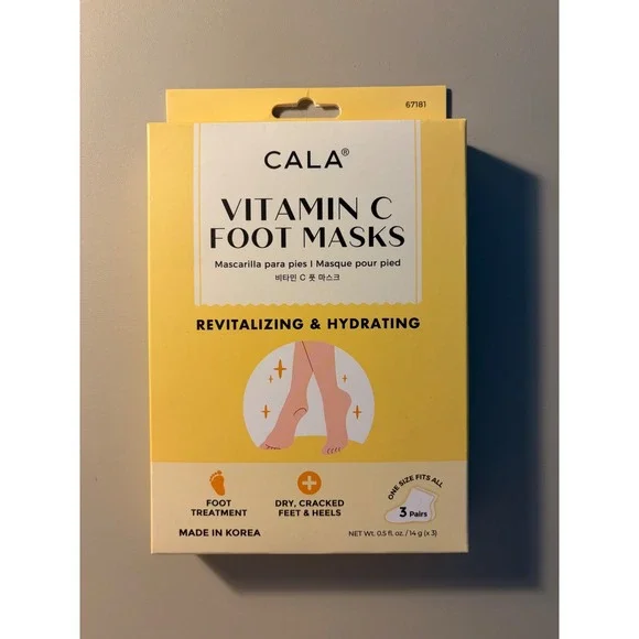 CALA Vitamin C Foot Masks Revitalizing Hydrating 3 Pairs Made in Korea 67181