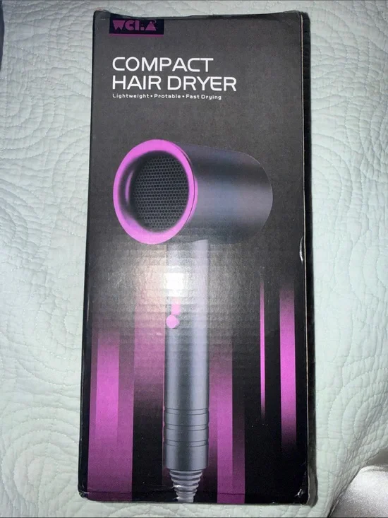WCI Compact Hair Dryer - Black with Purple Accents