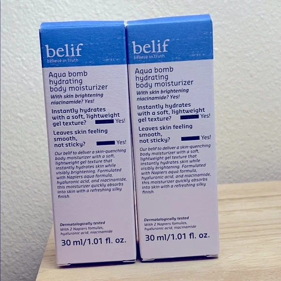 TWO belif AQUA BOMB HYDRATING BODY MOISTURIZER-NIB