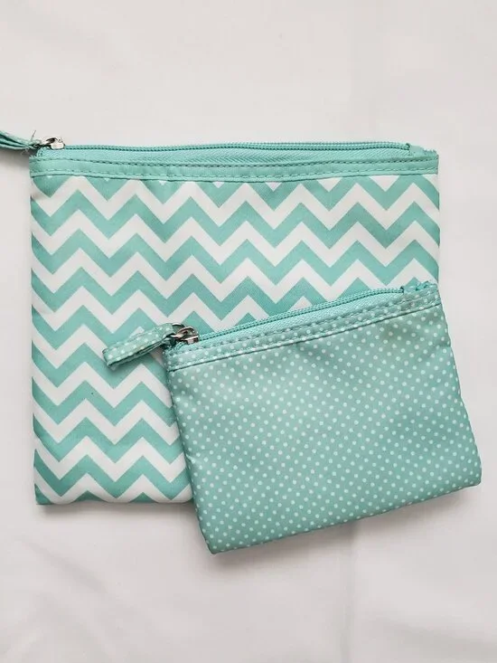 NWOT Modella mint & white travel makeup bag set storage