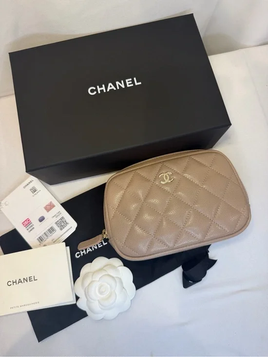 CHANEL Beige Small Curvy Pouch 26C