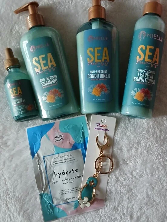 Mielle Sea Anti-Shedding Shampoo, Conditioner, Hair Oil, Bag Charm & Sheet Mask