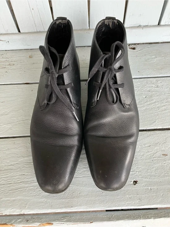 Men's Chukka Black Leather Lace-Up Dress Boots