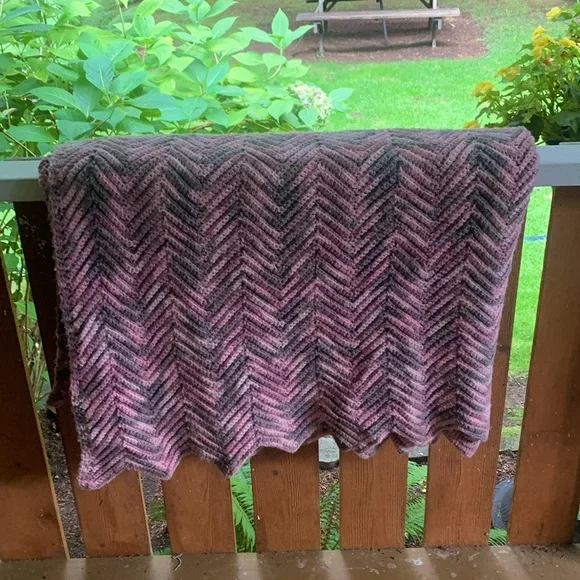 ⁹Hand Crocheted Chevron Design Throw Blanket