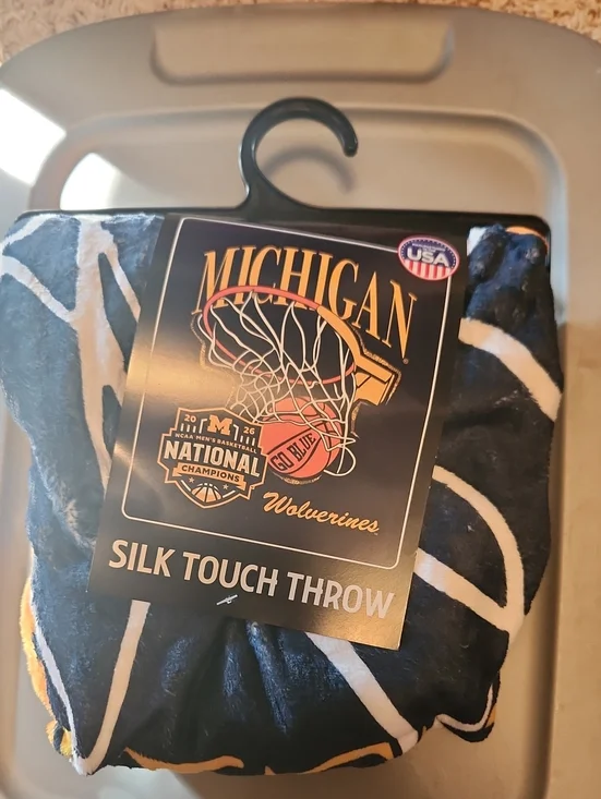 Northwest Michigan Wolverines Navy Blue White Gold Silk Touch Throw