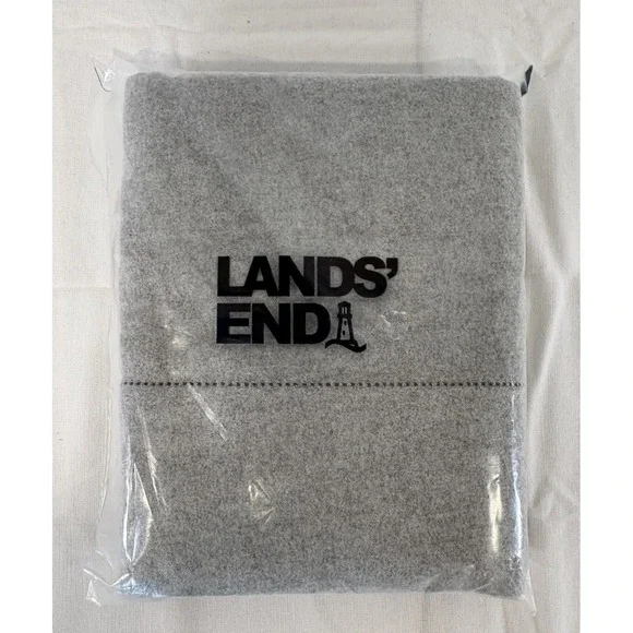 Lands End Flannel Euro Sham 26x26 Pillowcases Heathered Gray - NEW