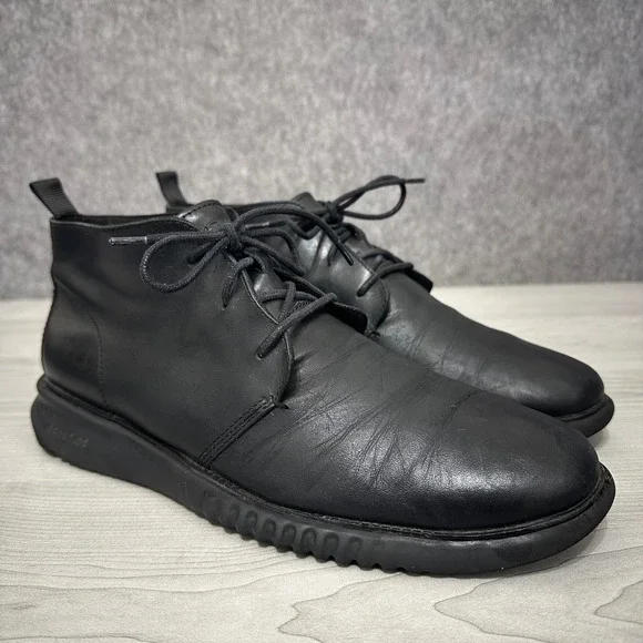 Cole Haan 2.Zerogrand Men's Size‎ 10.5 Chukka Boots Black Leather C26198