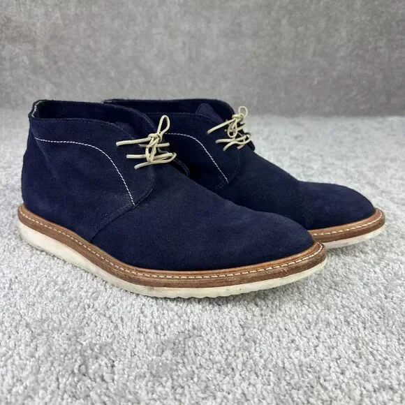 Noah Waxman Lenox Navy‎ Three Eyelet Chukka in Suede Boots Men's Size 10.5