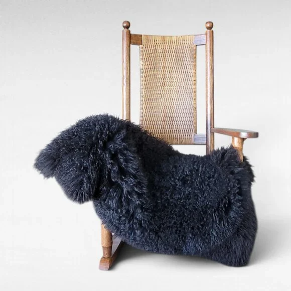 Genuine Swedish Sheepskin Rug Stitched Fixed Silky Wool Pelt Throw 46