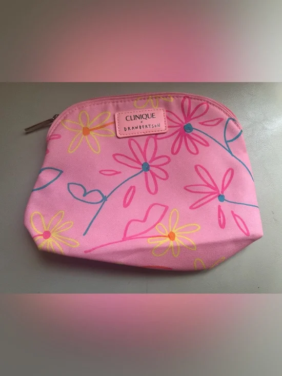 Clinique x Drawbertson cosmetic bag