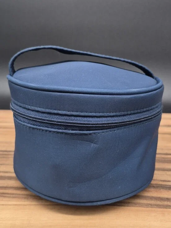 Karl Lagerfeld Navy Blue Travel Cosmetics or Toiletry Case w/Handle, 6x4, NWOT