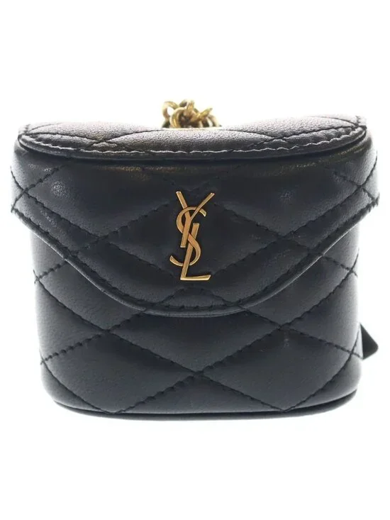 Saint Laurent Paris June Lambskin Mini Handbag Pouch Black