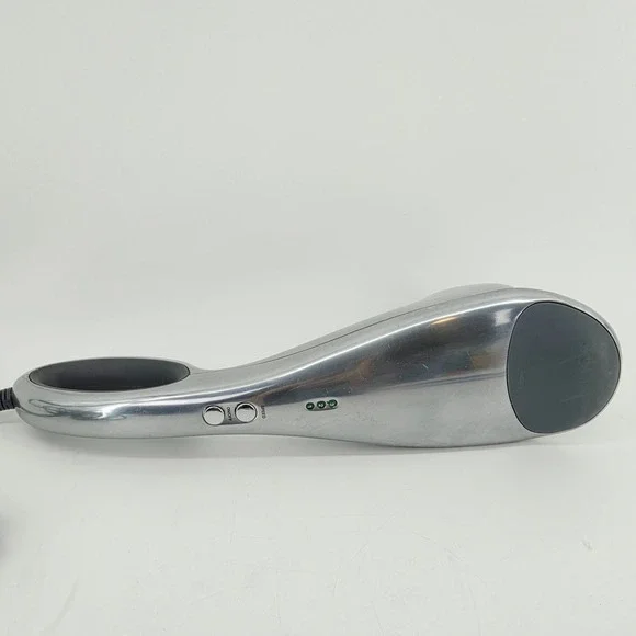 Brookstone Handheld Massager F-209 Silver 3-Speed Corded Muscle Relief Tested
