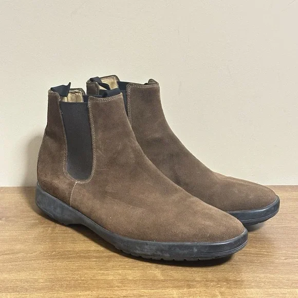 Polo Ralph Lauren Chelsea Boots Men's 13 Brown Pull On Calf Suede Ankle Italy