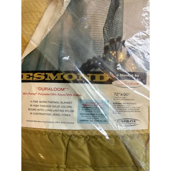 Vintage Edmond Duraloom  Blanket Yellow Celular Thermal Blanket
