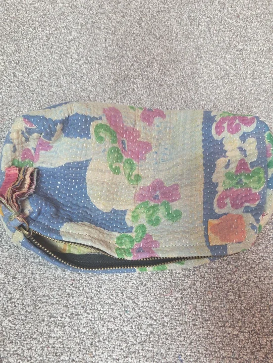 Blue Floral Kantha Pouch #83