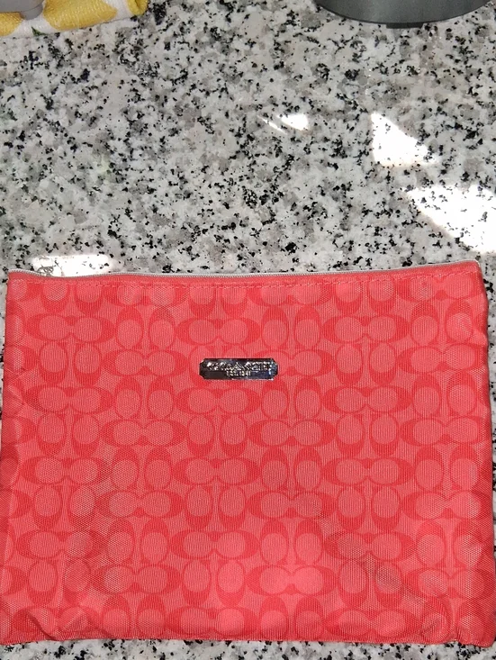 Coach Coral Logo Zip Pouch NWOT