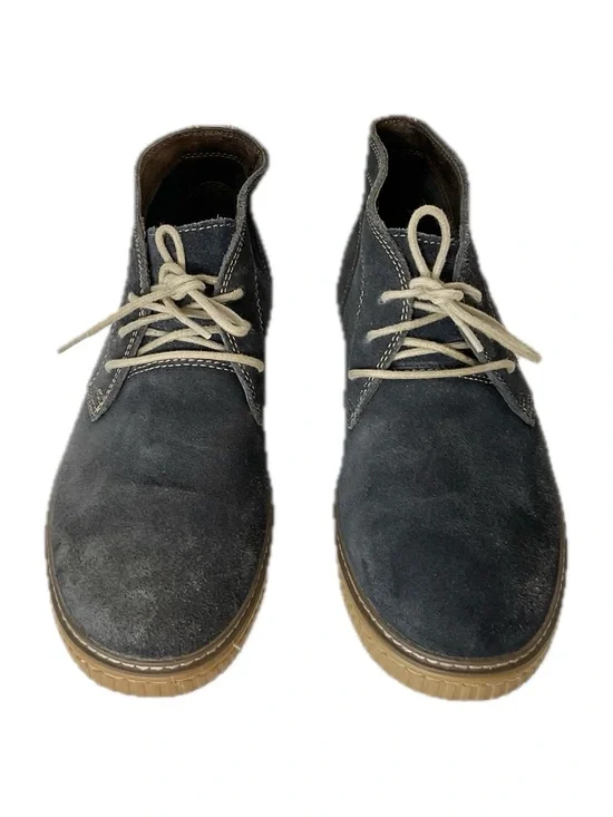 Johnston & Murphy Navy Suede Chukka Boots with Tan Sole