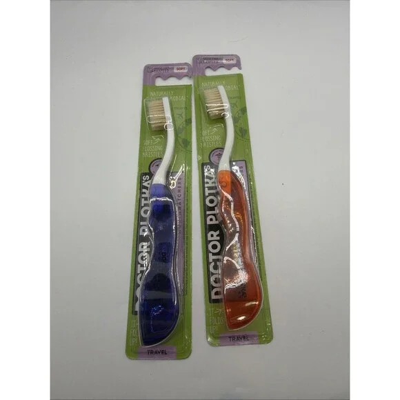 Folding Travel Toothbrush Soft Flossing 2 Pack Dr Plotka Sensitive Teeth Gum