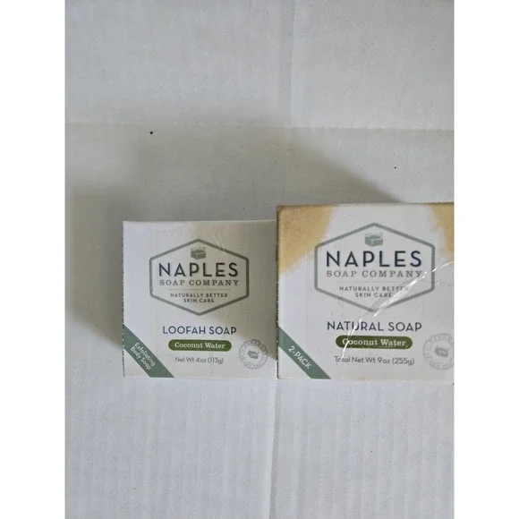 Naples Soap Co Coconut Bars Loffah New In Pkg 3 Bars Natural Exfoliating