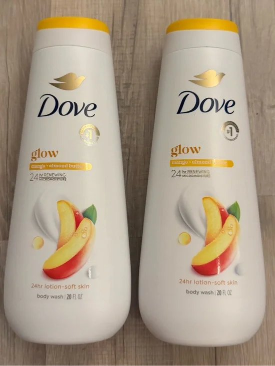 Dove Glow Mango + Almond Butter Body Wash - White & Yellow