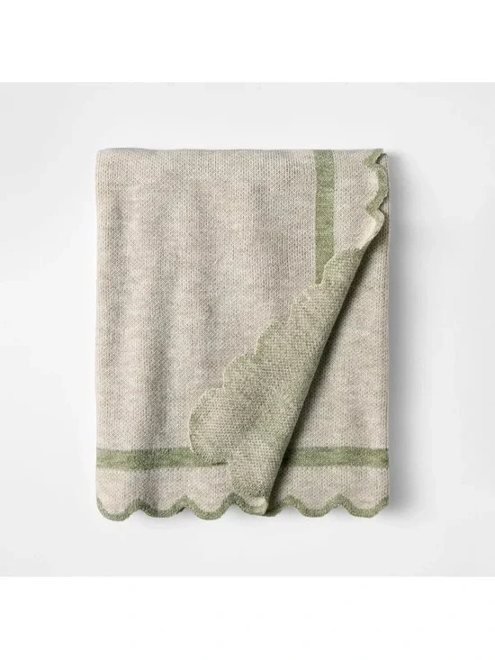 Scalloped Edge Throw Green - Threshold designed with Studio McGee