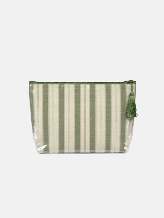 Dairy Boy Farm Friend Makeup Bag Green Pinstripe Small