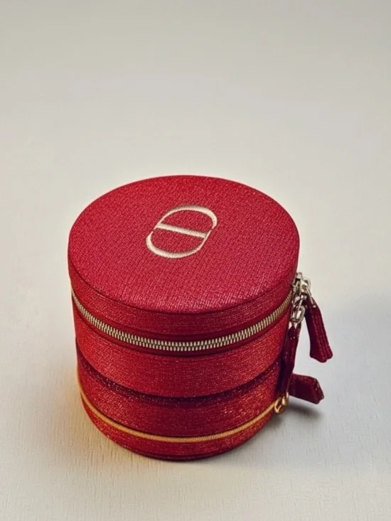 Red Dior Beauty Jewelry Case with Gold Accent with original box